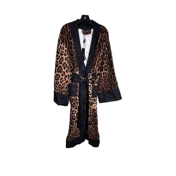 Dolce & Gabbana NWT Terry Cotton Bath Robe in Leopard Print Size M - Picture 3 of 11
